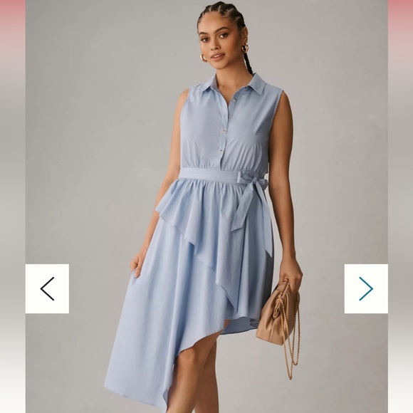 ANTHROPOLOGIE Maeve Asymmetrical Sleeveless Shirtdress - Picture 4 of 11